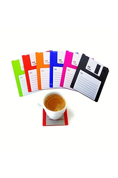Choice Multicolor-6pc Set of 6 Silicon Floppy Disk Coasters Fun - Retro Coast...