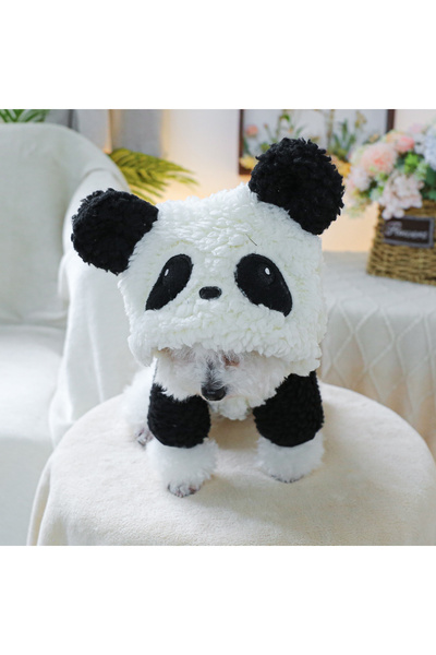 Choice S WHITE 1PC pet clothing autumn and winter thick black and white panda baby hat jacket for small and