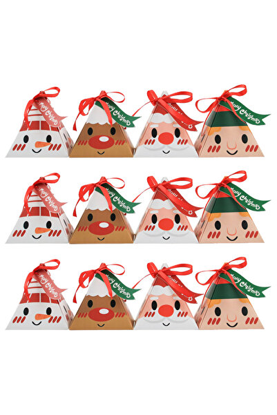 Choice 12pcs Candy Box 12/24pcs Christmas Candy Gift Box with Tag Ribbons Coo...