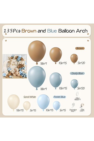 Choice كما في الصورة، مجموعة أقواس البالونات من 135 قطعة باللون الأزرق الباهت...