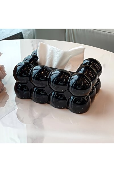 Choice حامل مناديل بلاستيكي لامع أسود عصري على شكل سحابة - ديكور منزلي أنيق ل...