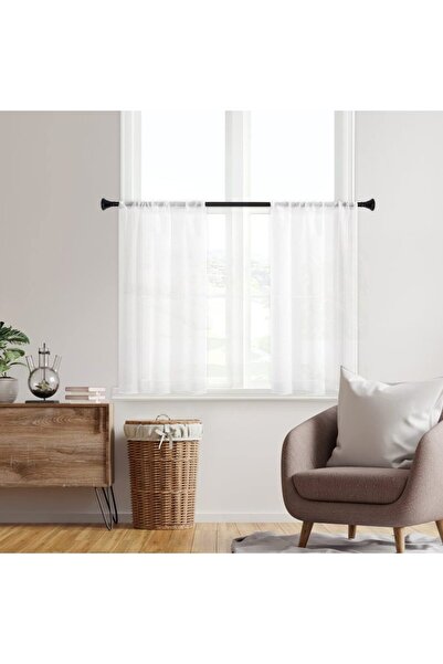 Choice ستائر مطبخ شفافة بيضاء مقاس 66×90 سم، قطعتان، ستائر مطبخ قصيرة بطبقات وجيب للقضيب بطول 36 بوصة