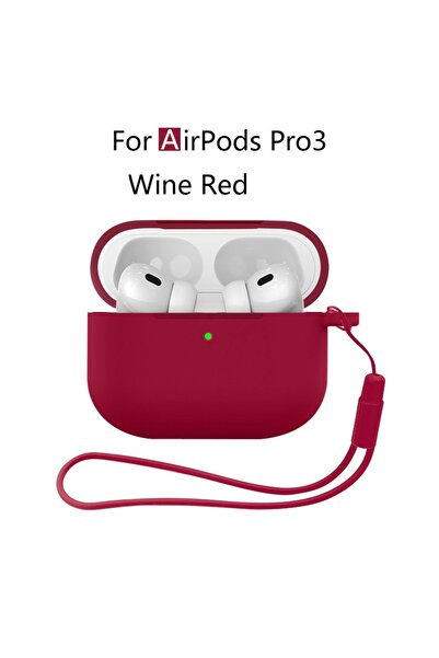 Choice حافظة جديدة لجهاز AirPods Pro 3 B بلون أحمر نبيذي لجهاز AirPods Pro 3 ...