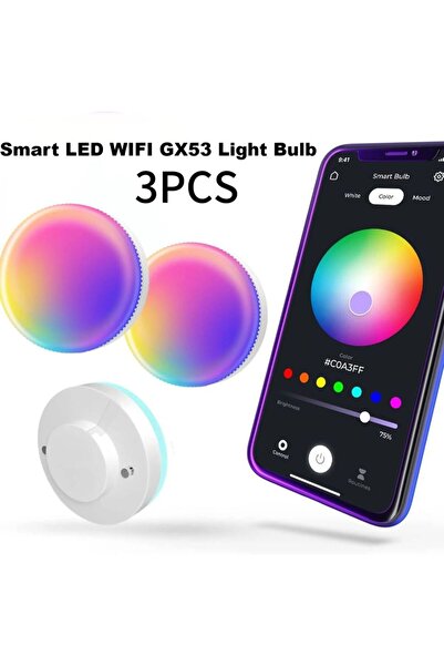 Choice مجموعة من 3 لمبات إضاءة ذكية GX53 مزودة بتقنية WiFi ومتغيرة الألوان وق...