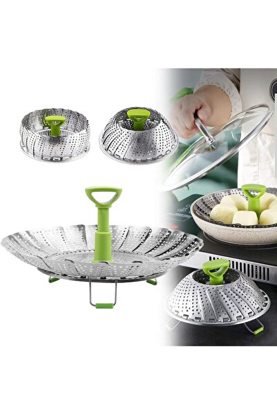 Choice صينية طهي بالبخار من الفولاذ المقاوم للصدأ مقاس 9 بوصات، قابلة للطي والتمدد، سلة خضراوات وفاكهة شبكية