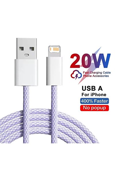 Choice كابل USB مضفر للشحن السريع بقوة 20 وات، بنفسجي، بطول متر واحد، مناسب ل...