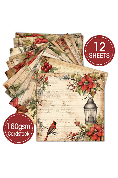 Choice مجموعة ورق قصاصات عيد الميلاد الفيكتوري من 12 ورقة، 12 ورقة مزينة بأنم...