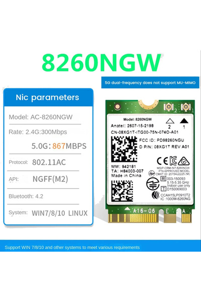 Choice 8260 8260NGW 8260AC 5G ثنائي النطاق 867M كمبيوتر محمول مكتبي، بطاقة شبكة لاسلكية مدمجة NGFF، بلوتوث