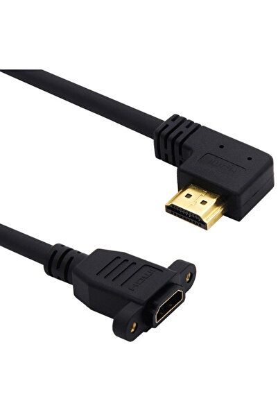 BSN 15cm Right HDMI-compatible 2.0v 4K*2K Angle 90 Degree Male to Female Extension Cable panel mount wit