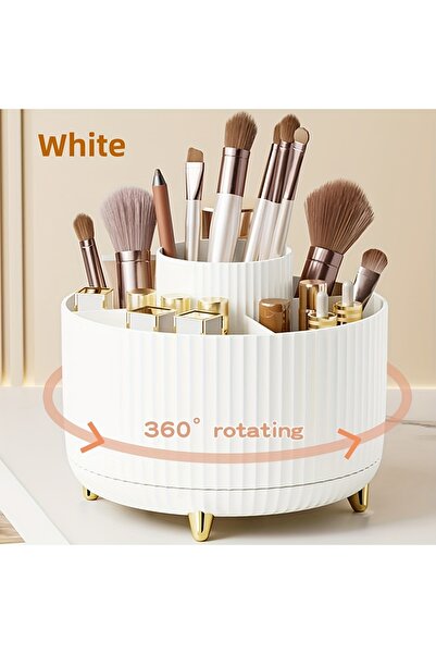 DUTRIEUX منظم فرش المكياج ذو الخمس حجرات، يدور بزاوية 360 درجة، رف تخزين سطح ...