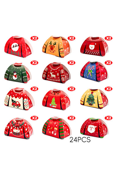 Choice 866-24pcs 24pcs Christmas creative sweater candy biscuit box, 12 types of holiday gift boxes, nougat