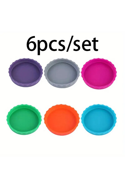 Choice 6 قطع/12 قطعة من أغطية علب السيليكون الجديدة بنمط بلاستيكي وغطاء علبة الصودا وغطاء علبة البيرة وغطاء مانع للتسرب وغطاء علبة الكولا وغطاء علبة البيرة
