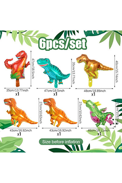 Miniso 6 قطع أخرى من بالونات الفويل الصغيرة على شكل ديناصورات 6/35 قطعة لتزيي...