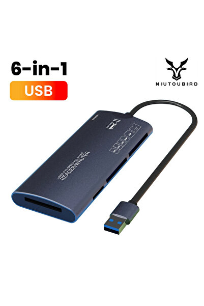Choice قارئ بطاقات USB متعدد الوظائف 6 في 1 محول نقل بيانات عالي السرعة USB م...