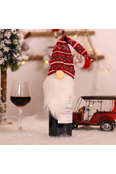 Choice مجموعة سترة زجاجة نبيذ عيد الميلاد مع قبعة ولحية، ديكور طاولة العيد ال...