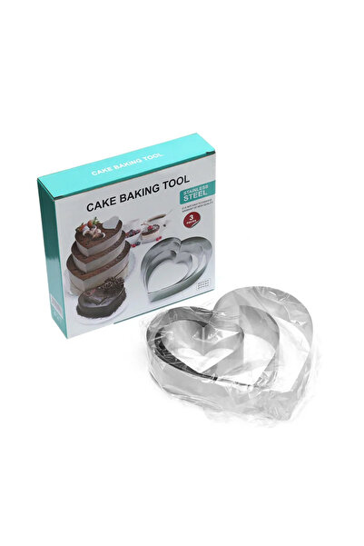 Choice قالب كيك على شكل قلب من الفولاذ المقاوم للصدأ مكون من 3 قطع على شكل حب/دائري/زهرة، قالب حلوى الجبن والبسكويت