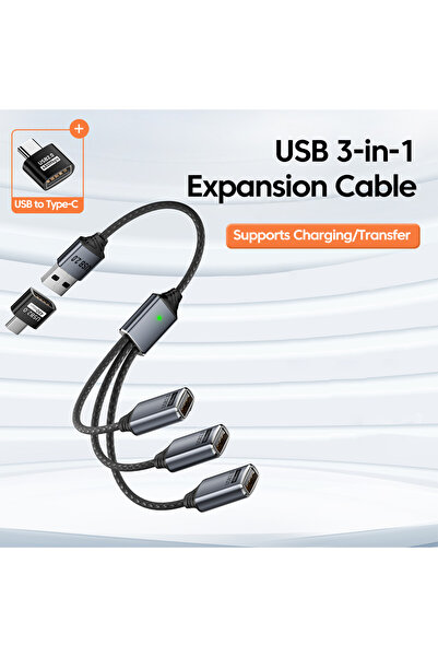 Choice كابل موزع USB-3USB OTG بثلاث منافذ USB، محول OTG، كابل موزع USB من الن...