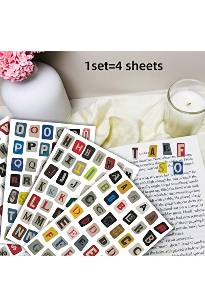 Choice 4 أوراق 181 قطعة / 4 أوراق ملصقات الأبجدية الإنجليزية ورموز الأرقام، س...