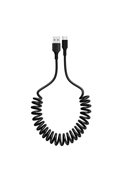 Choice كابل بيانات USB إلى Type C زنبركي بطول 1 متر أسود 1 متر/1.5 متر 66 واط...