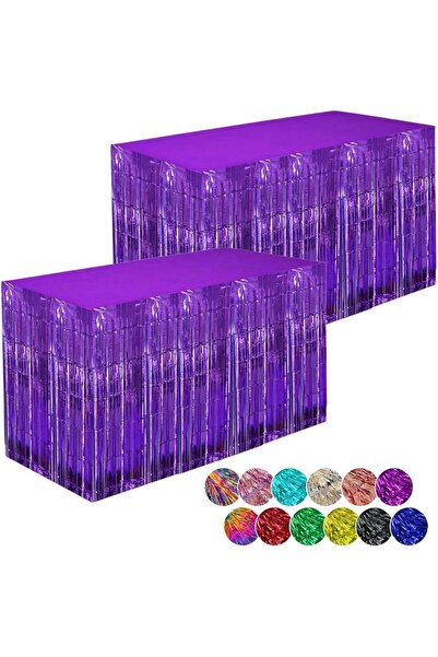 Choice تنورة طاولة من رقائق بلاستيكية أرجوانية مكونة من قطعتين لتزيين الحفلات...