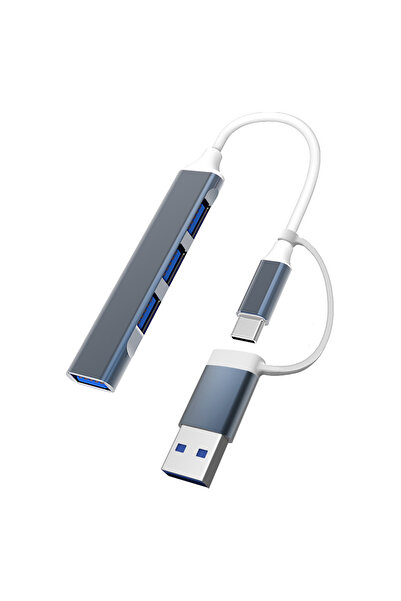 Choice موزع USB من النوع C رمادي اللون، موزع USB 3.0، موزع USB 3.0 2.0، 4 منا...