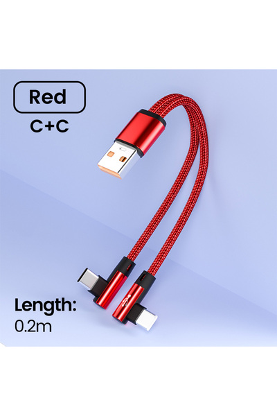 Choice كابل شحن وبيانات USB 2 في 1 أحمر 0.2 متر من USB A إلى Type C/Micro Typ...