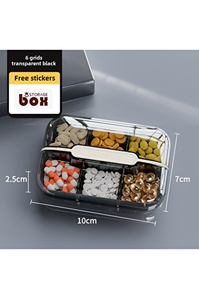 Choice gray 6 grid Portable Pill Organizer Box – Mini Travel Medicine Storage Case with Sealed, Moisture-Pr