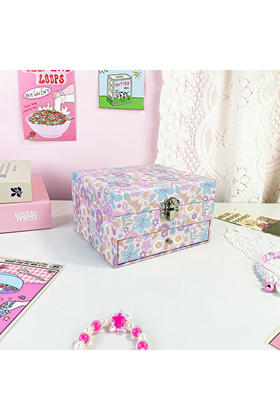 Choice صندوق مجوهرات موسيقي مزدوج الطبقات من الورق المقوى مع مرآة صندوق موسيق...