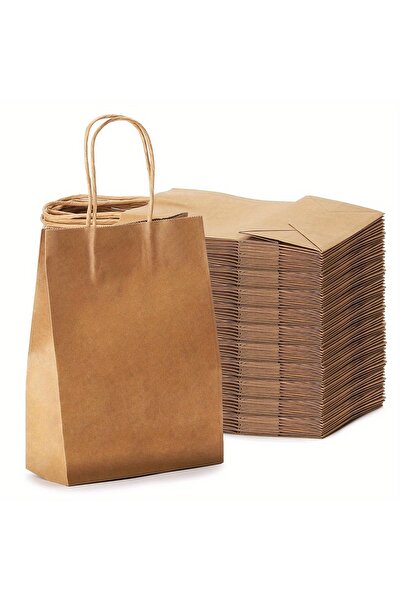 Choice 21x15x8 سم بني 25 قطعة 25 قطعة أكياس ورق كرافت بمقابض 15x8x21 سم، أكيا...