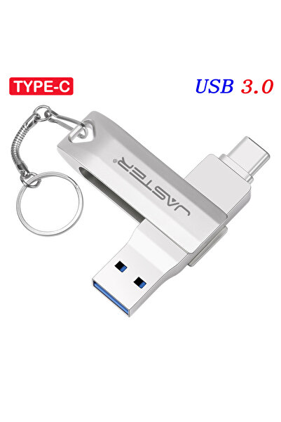 Choice 256GB Silver JASTER USB3.0 Type-C 2 IN 1 Pen Drive 256GB Free Key Chain USB 3.0 Flash Drive 128GB Bu