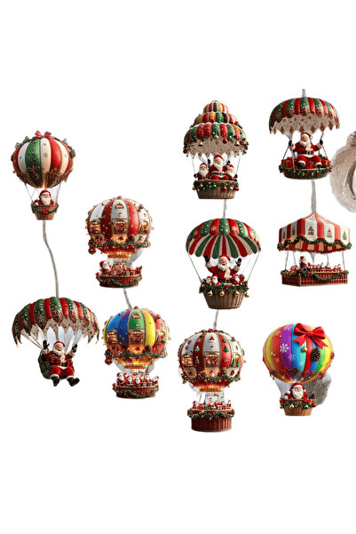Choice 10 قطع 10 قطع عيد الميلاد الخشبي بالون الهواء الساخن سانتا كلوز 2D قلا...