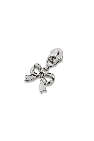 Choice3 3-silvery 4pcs 3/5 zipper heads cute bow pendants colorful nylon pull...