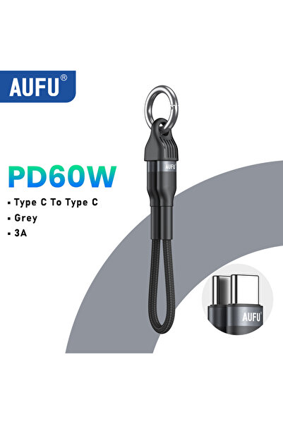 Choice كابل USB Type-C إلى Type-C بطول 0.19 متر، 60 واط، رمادي، من AUFU PD60W...