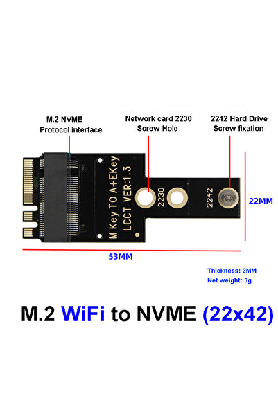 Choice 2242 M.2 WiFi to NVME expansion card PCIE 3.0 X4 M.2 NGFF SSD Converte...