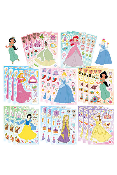 Choice1 8 قطع 8/16 ورقة ديزني كرتون الأميرة DIY اصنع وجهًا ملصقات DIY للأطفال...