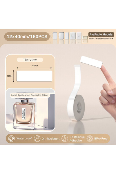 Choice1 White 12x40mm Adhesive Thermal Label White/Color/Transparent Sticker Waterproof Paper Tape For Niim