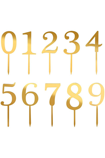 Choice 10pcs Acrylic Numbe 0-9 Cake Topper Gold Shiny Cake Decorations for Bi...