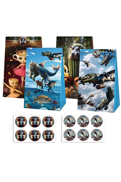 Choice 24pcs Paper Bags Italian Brainrot Birthday Decorations Tralaleo Tralal...