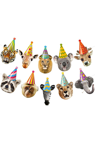 Choice لافتة عيد ميلاد سعيد للحيوانات السفاري الصفراء - ديكورات حفلات استقبال...