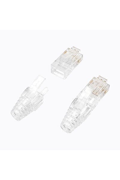Choice Pack of 100 and 100 RJ45 Cat6 Pass Through Connectors and Strain Relief Boots, easy to Crimp Modular