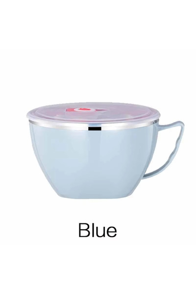 Choice Ramen bowl Blue Stainless Steel Noodle Bowl Insulated Instant Noodle B...