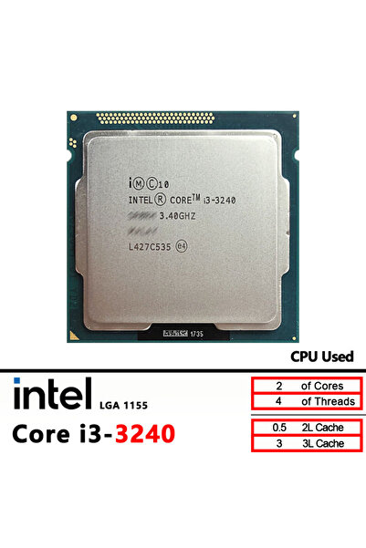 Intel Core i3-3240 Used i3 3240 3.4 GHz Dual-Core CPU 3M 55W A 1155