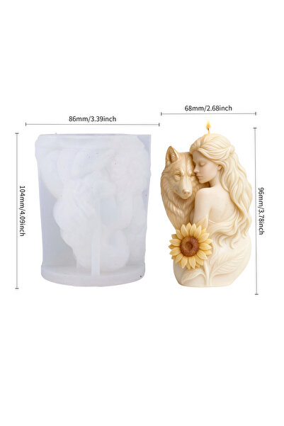 Choice قالب شمعة عباد الشمس على شكل فتاة الذئب إلهة الذئب مصنوع من السيليكون ...