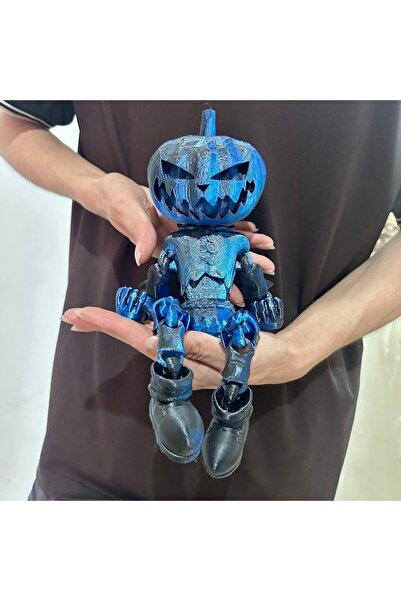 Choice S Blue and Black 3D Printed Pumpkin Man Moveable Joints Animal Model H...