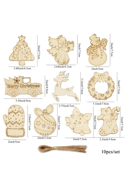 Choice 10pcs mixed 10Pcs Christmas Wooden DIY Painting Ornaments Angel Deer W...