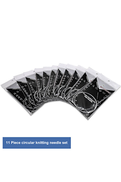 Choice 11 قطعة 65 سم كما هو موضح 11 قطعة 32 بوصة (80/65 سم) مجموعة إبر الحياكة الدائرية المصنوعة من الفولاذ المقاوم للصدأ