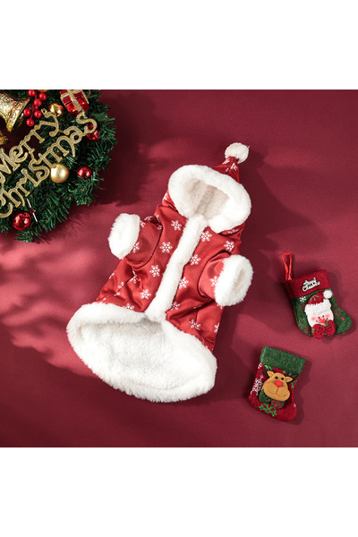 Choice ملابس عيد الميلاد الحمراء للحيوانات الأليفة الشتوية القطيفة السميكة ذا...