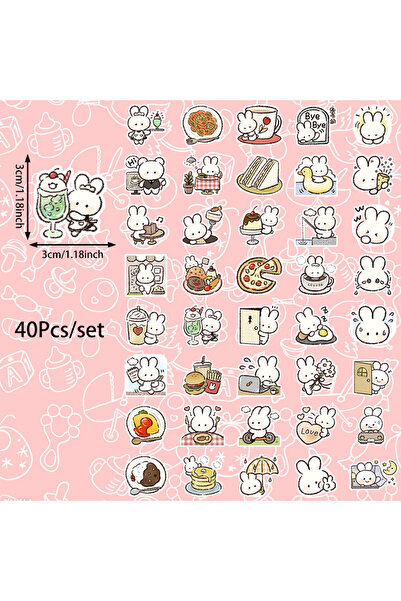 Choice 6X5.2X0.5CM ZFY-587 40 قطعة هدايا صغيرة مفاجئة، ملصقات أرنب ذاتية اللص...