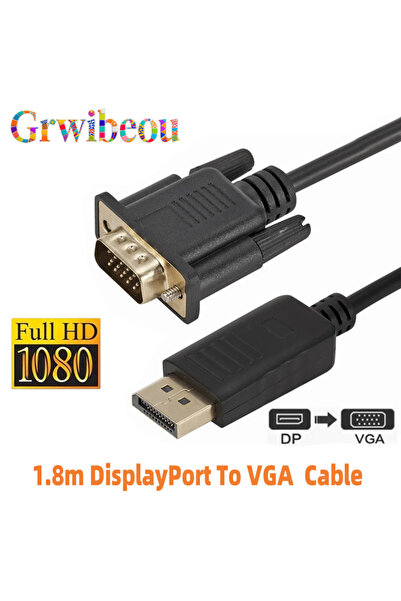 Choice محول كابل DP إلى VGA بطول 1.8 متر، محول DisplayPort إلى VGA بطول 1.8 متر، محول DP إلى VGA من ذكر إلى ذكر بطول 1.8 متر