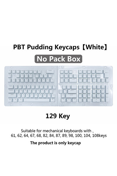 Choice غطاء مفتاح لوحة مفاتيح PBT Pudding أبيض من OEM Profile 129 مفتاحًا للو...